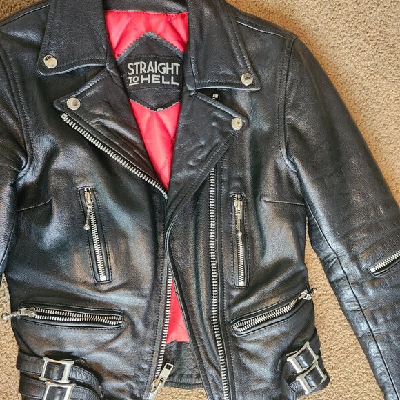 Straight to Hell Women's Defector – Black and Nickel Leather Jacket XS - Picture 2 of 10